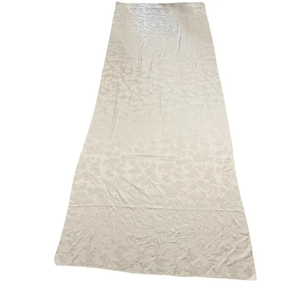 Vintage White Satin Long Banquet Table Cloth Floral Wedding Party 136x58
